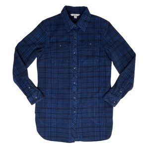 L.L. Bean Signature Chamois Tunic Royal Blue Plaid Size XS Regular